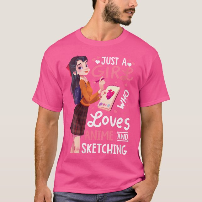 Camiseta Solo Un Chica Que Ama El Ánime Y Esboza Para Las M (Anverso)