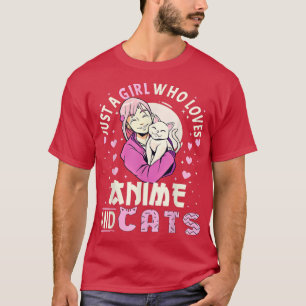 Camiseta Solo Un Chica Que Ama El Anime Y Los Gatos