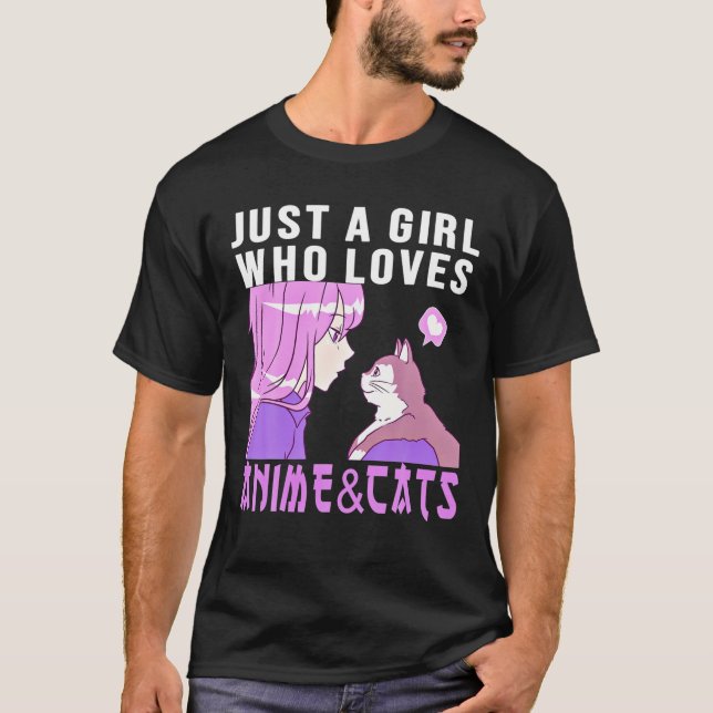 Camiseta Sólo Un Chica Que Ama El Anime Y Los Gatos. Anime  (Anverso)