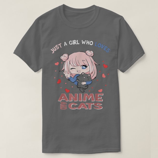 Camiseta Solo un Chica que ama el anime y los gatos el kaw  (Diseño del anverso)