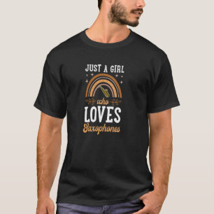 Camiseta Sólo un Chica que ama el arcoiris bohemio saxofoni