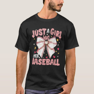 Camiseta Solo un Chica que ama el béisbol Cute Coquette Bal