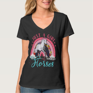 Camiseta Solo un Chica que ama el caballo lindo y el arcoir