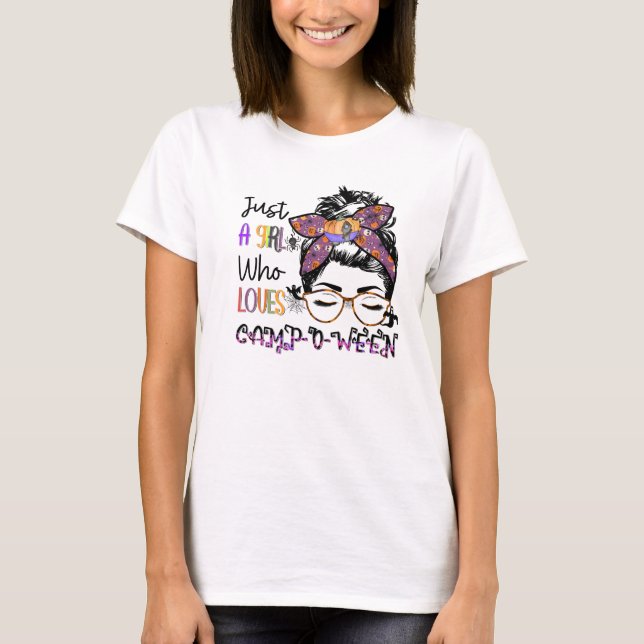 Camiseta Sólo un Chica que ama el campamento-o-ween Campo d (Anverso)