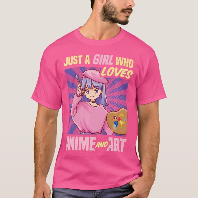 Camiseta Sólo Un Chica Que Ama El Esbozo De Dibujo De Anima (Anverso)
