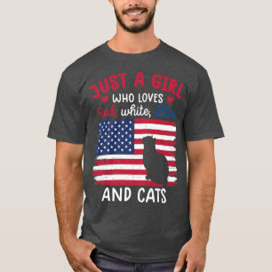 Camiseta sólo un chica que ama el gato azul rojo para el ch