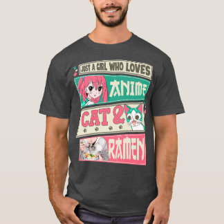 Camiseta Sólo Un Chica Que Ama El Gato De Anime Y El Regalo