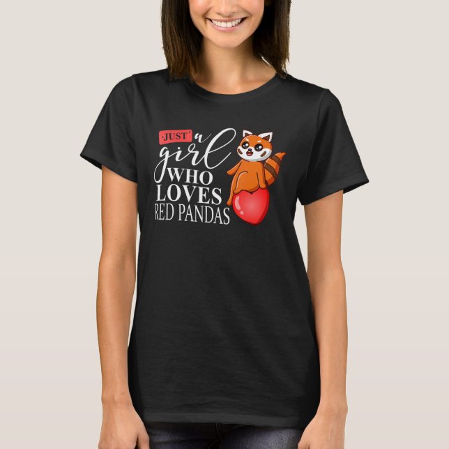 Camiseta Solo Un Chica Que Ama El Oso De Panda Rojo Chica R (Anverso)