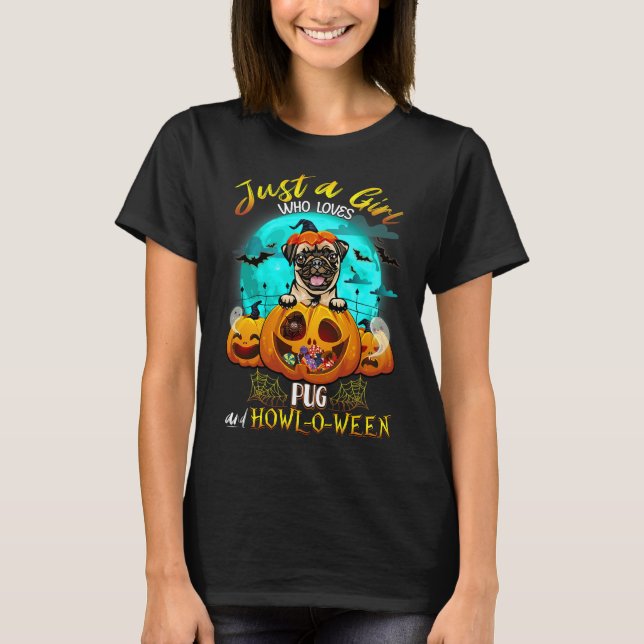 Camiseta solo un chica que ama el perro de pug y los bombeo (Anverso)