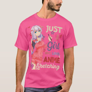 Camiseta Sólo Un Chica que ama el regalo animado Tee Sketch
