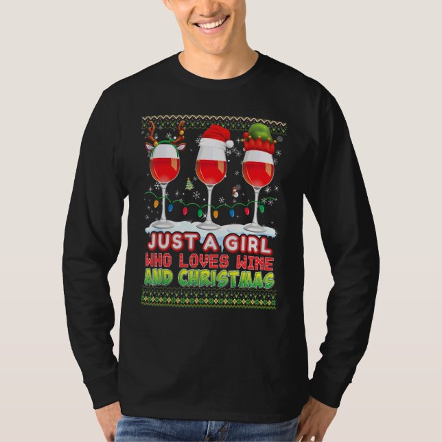 Camiseta Solo Un Chica Que Ama El Vino Y Los Navidades Suec (Anverso)