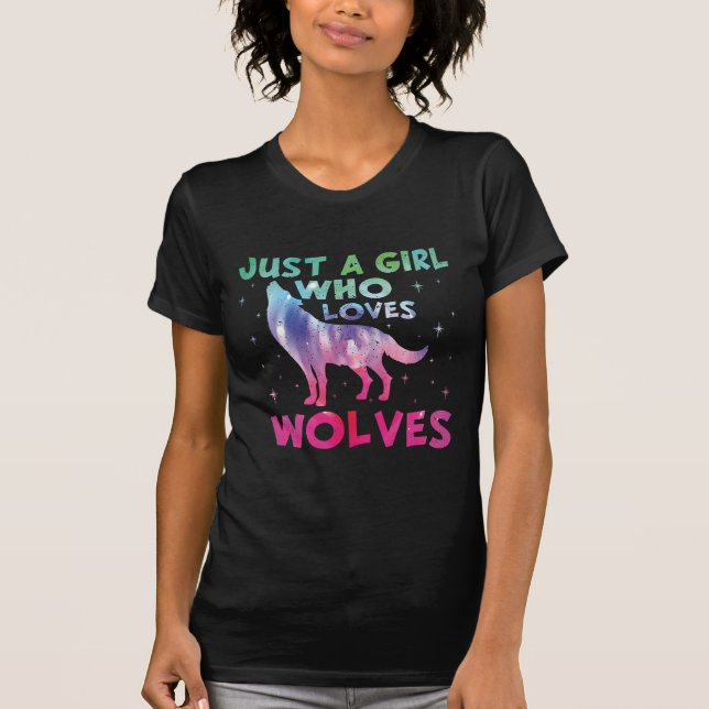Camiseta Sólo un Chica que ama la acuarela de los lobos (Anverso)