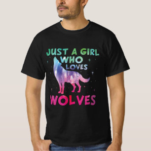 Camiseta Sólo un Chica que ama la acuarela de los lobos