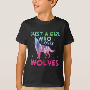 Camiseta Sólo un Chica que ama la acuarela de los lobos