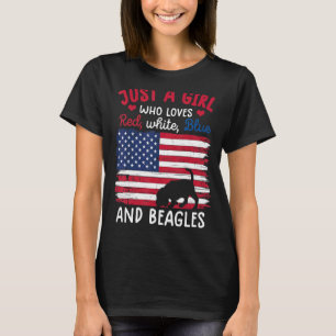 Camiseta Solo Un Chica Que Ama La Beagle Azul Blanco Rojo E