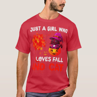 Camiseta Sólo Un Chica Que Ama La Caída Y Gato Gracioso