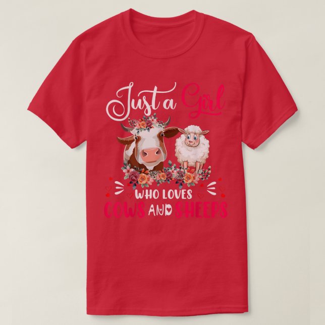 Camiseta Sólo un Chica que ama la granja de vacas y ovejas (Diseño del anverso)