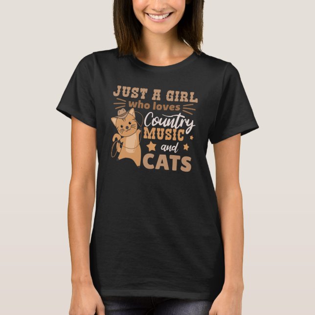 Camiseta Solo Un Chica Que Ama La Música De País Y Los Gato (Anverso)