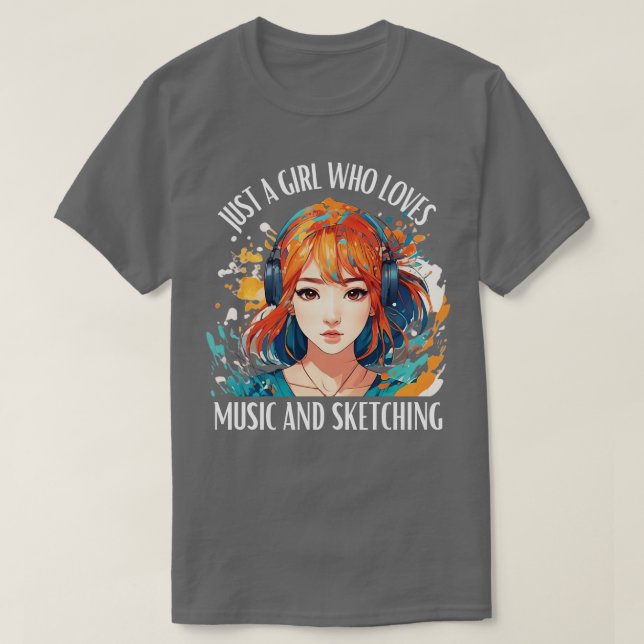 Camiseta Solo un Chica que ama la música y el bosquejo (Diseño del anverso)