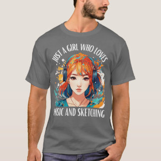 Camiseta Solo un Chica que ama la música y el bosquejo