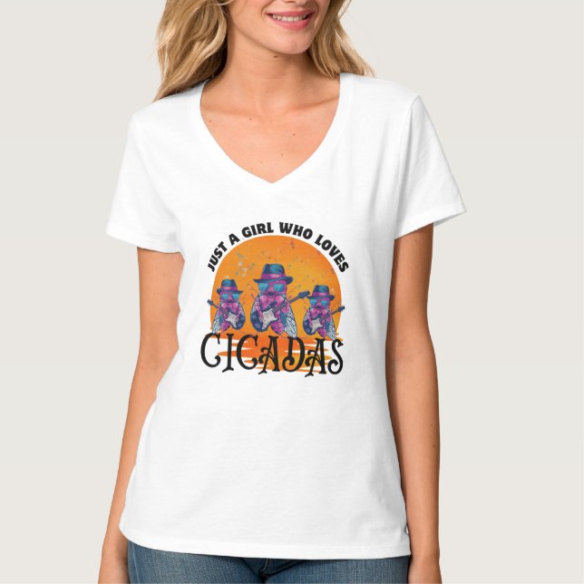 Camiseta Sólo un Chica que ama las cigarras, las cigarras 2 (Anverso)
