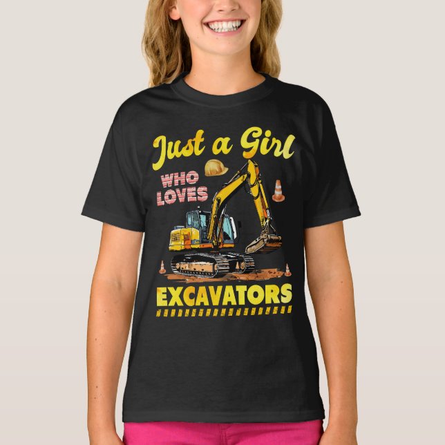 Camiseta Sólo Un Chica Que Ama Las Excavadoras Retro Excava (Anverso)