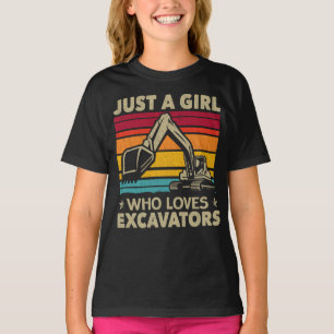 Camiseta Sólo Un Chica Que Ama Las Excavadoras Retro Excava