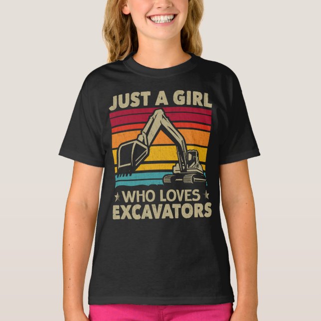 Camiseta Sólo Un Chica Que Ama Las Excavadoras Retro Excava (Anverso)
