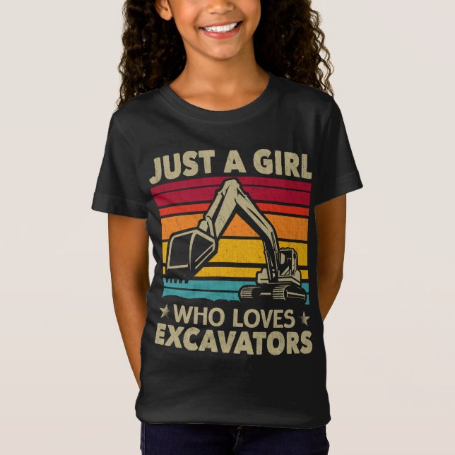 Camiseta Sólo Un Chica Que Ama Las Excavadoras Retro Excava (Anverso)