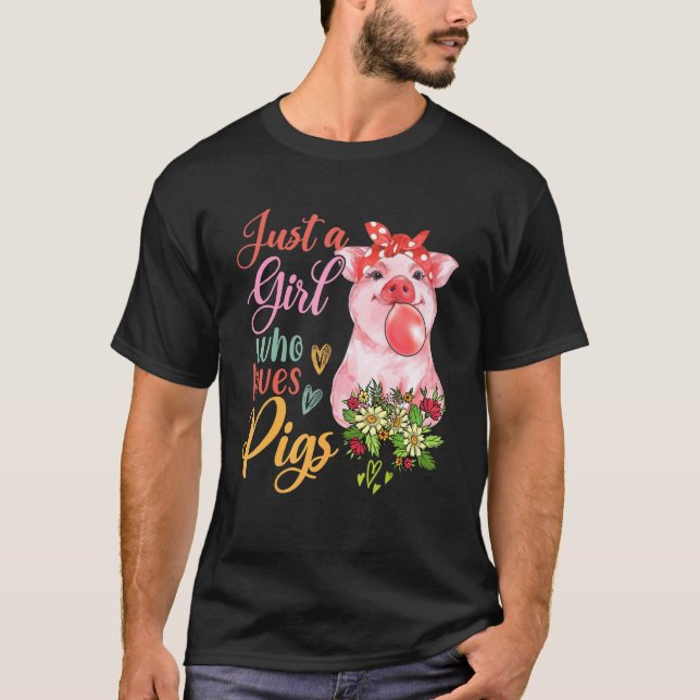 Camiseta Solo Un Chica Que Ama Las Flores De Cerdo Gafas De (Anverso)
