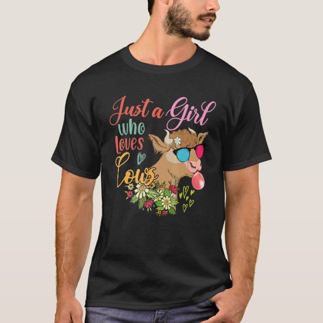 Camiseta Sólo un Chica que ama las gafas de sol de vacas fl (Anverso)