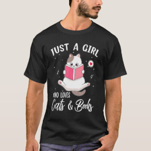 Camiseta Sólo Un Chica Que Ama Libros Y Libros De Gatos