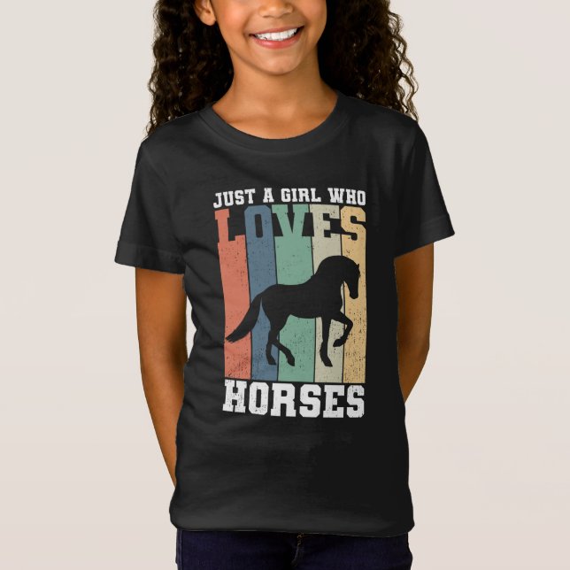 Camiseta Sólo un chica que ama los caballos | Caballo retro (Anverso)