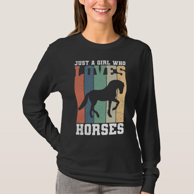 Camiseta Sólo un chica que ama los caballos | Caballo retro (Anverso)