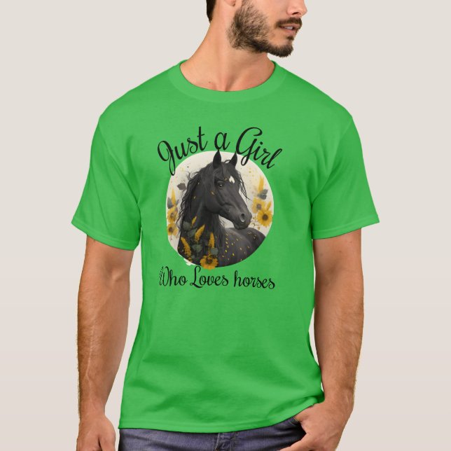 Camiseta Sólo un Chica que ama los caballos Sunflower Hermo (Anverso)