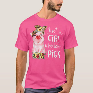 Camiseta Solo Un Chica Que Ama Los Cerdos Con La Cabeza De