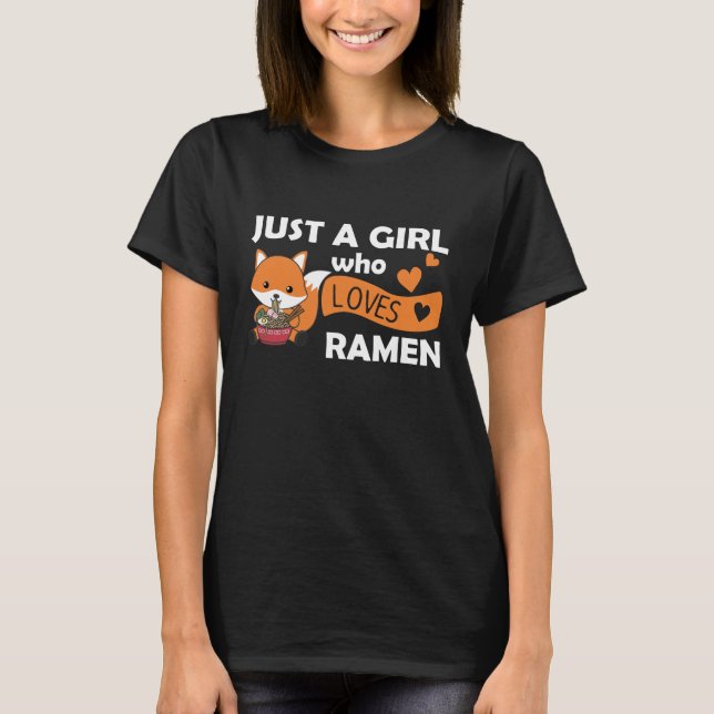 Camiseta Solo un Chica que ama los fideos de Ramen Cute Fox (Anverso)