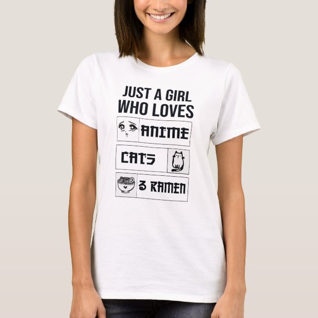 Camiseta Solo un Chica que ama los gatos animales y el Rame (Anverso)