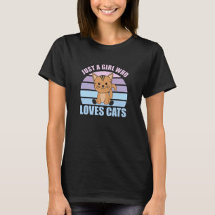 Camiseta Sólo Un Chica Que Ama Los Gatos Cutos Vintage
