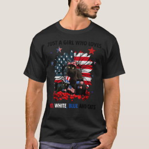 Camiseta Solo un Chica que ama los gatos rojos azules Sunfl