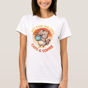 Camiseta Sólo un Chica que ama los gatos y el café
