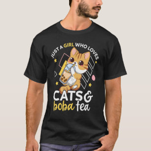 Camiseta Sólo Un Chica Que Ama Los Gatos Y El Té Boba Neko