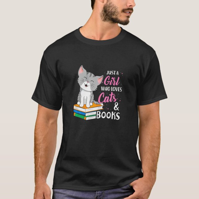 Camiseta Solo Un Chica Que Ama Los Gatos Y Libera Libro De  (Anverso)