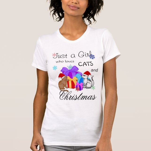 Camiseta Solo un Chica que ama los gatos y los Navidades (Anverso)