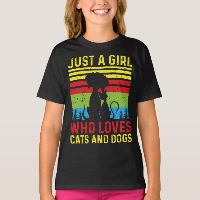 Camiseta Sólo Un Chica Que Ama Los Gatos Y Perros (Anverso)
