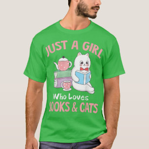 Camiseta Sólo Un Chica Que Ama Los Libros Y Los Gatos Cutan