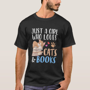 Camiseta Solo Un Chica Que Ama Los Libros Y Los Gatos - Gra