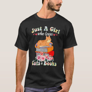 Camiseta Sólo Un Chica Que Ama Los Libros Y Los Gatos Leyen