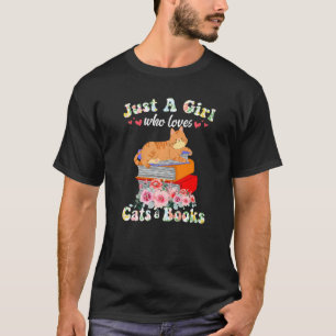 Camiseta Sólo Un Chica Que Ama Los Libros Y Los Gatos Leyen