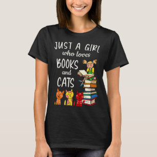Camiseta Sólo Un Chica Que Ama Los Libros Y Los Gatos Leyen